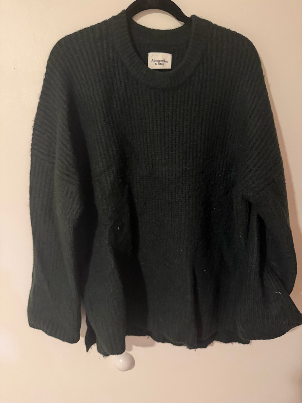 Abercrombie & Fitch Black Chunky Rib Crewneck Sweater